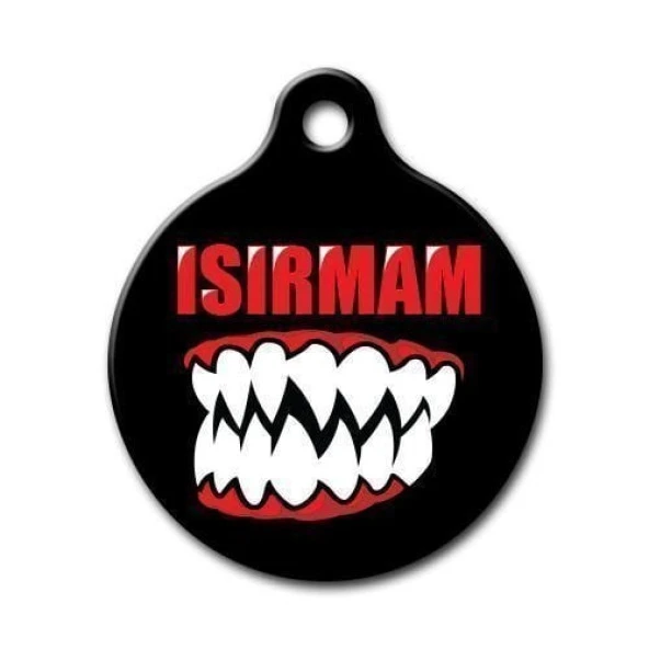 Isırmam Diş Desenli Yuvarlak Kedi Köpek Künyesi Medium - 1