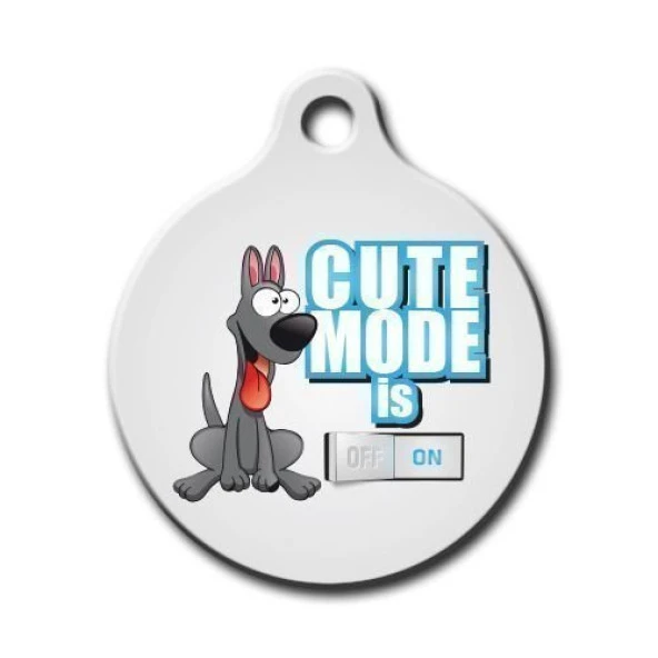 Cute Mode Is On ( Mavi ) Yuvarlak Köpek Künyesi ürün görseli 1