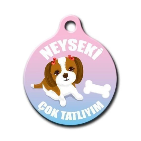 Sevimli Köpek Desenli Yuvarlak Köpek Künyesi ürün görseli 1