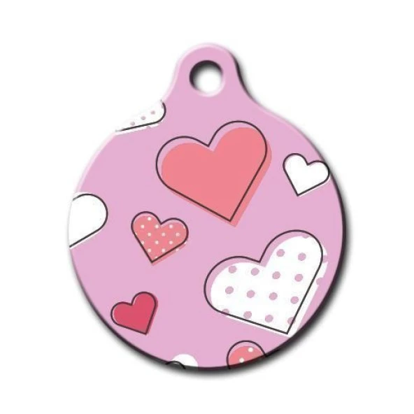 Kalp Desenli Yuvarlak Kedi Köpek Künyesi Large ürün görseli 1