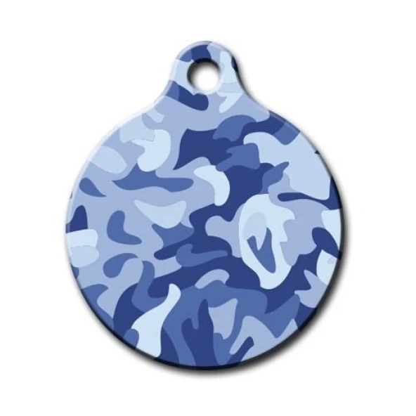 Mavi Kamuflaj Desenli Yuvarlak Kedi Köpek Künyesi Medium ürün görseli 1