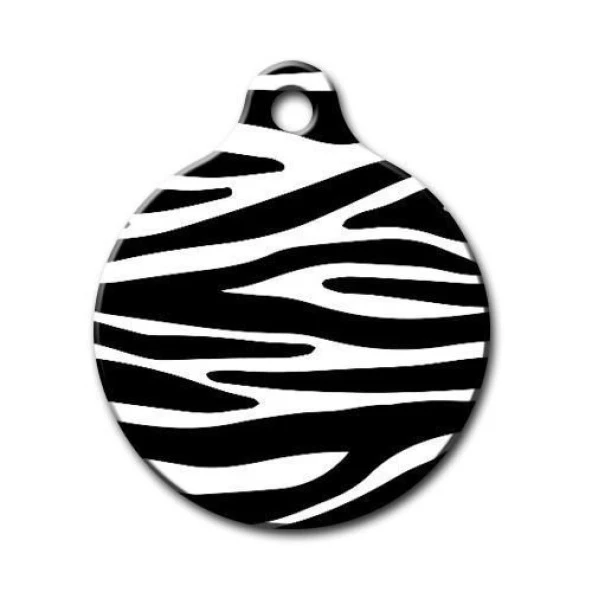 Zebra Desenli Yuvarlak Kedi Köpek Künyesi Medium ürün görseli 1