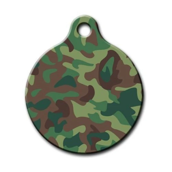 Yeşil Kamuflaj Desenli Yuvarlak Kedi Köpek Künyesi ürün görseli 1