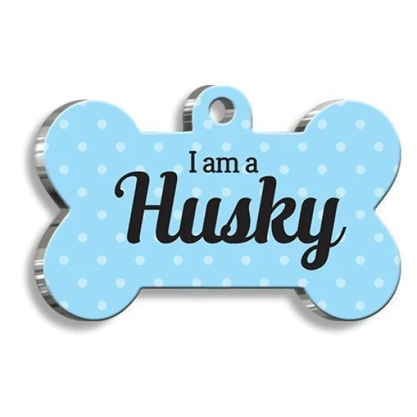 Husky Mavi Kemik Şekilli Köpek Künyesi Medium: 2,6 x 3,8 cm. ürün görseli 1