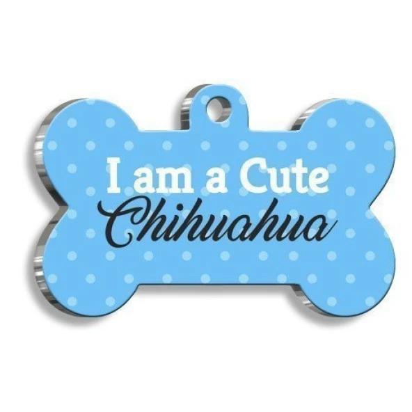 Chihuahua Mavi Kemik Şekilli Köpek Künyesi XLarge: 3,3 x 5 cm. ürün görseli 1