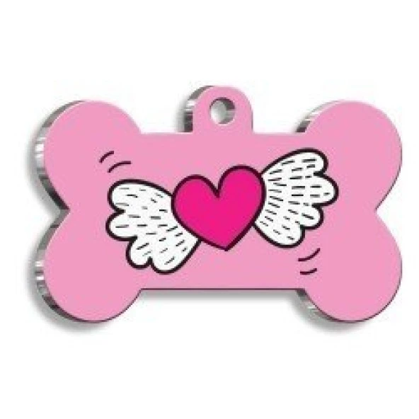 Uçan Kalp Pembe Kedi  Köpek Künyesi ürün görseli 1