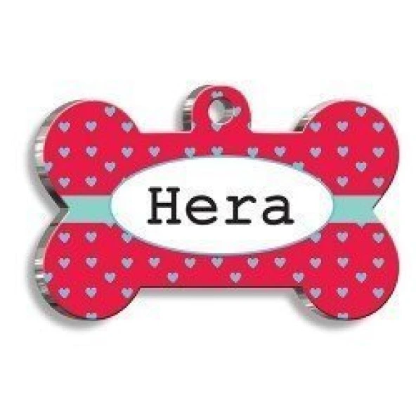 Küçük Kalpli Kırmızı Kedi Köpek Künyesi XLarge: 3,3 x 5 cm. ürün görseli 1