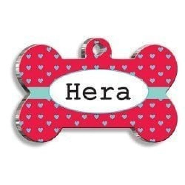 Küçük Kalpli Kırmızı Kedi Köpek Künyesi Medium: 2,6 x 3,8 cm. ürün görseli 1