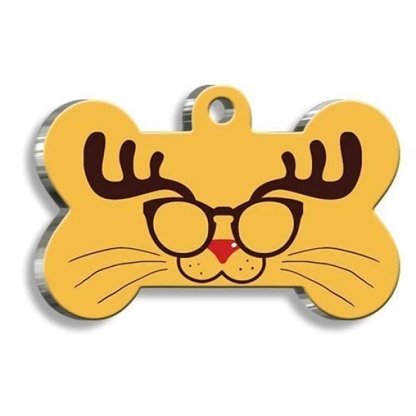 Glasses Cat Kedi ve Köpek Künyesi Medium: 2,6 x 3,8 cm. - 1