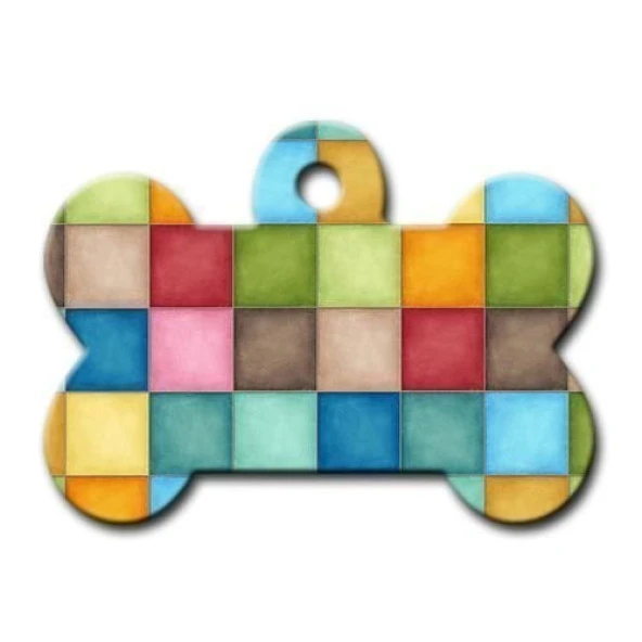 Kare Desenli Kedi Köpek Künyesi Small ürün görseli 1