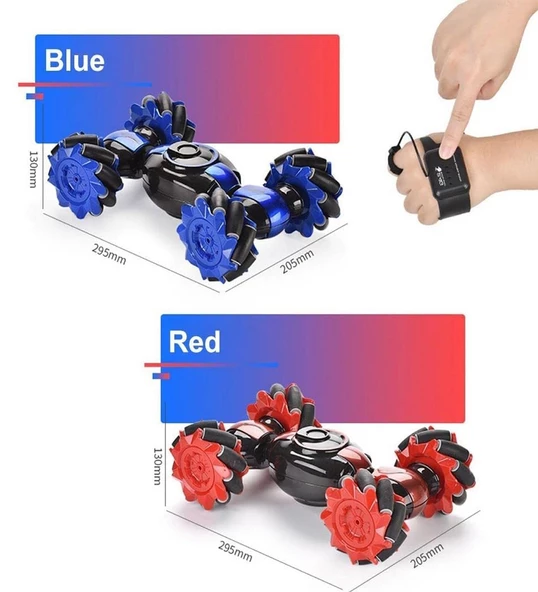 Şarjlı, 360 Derece Dönebilen El'den ve Kumanda Kontrollü, RC Racing 4WD Dönen Dublör Araba-Stunt Car - 8
