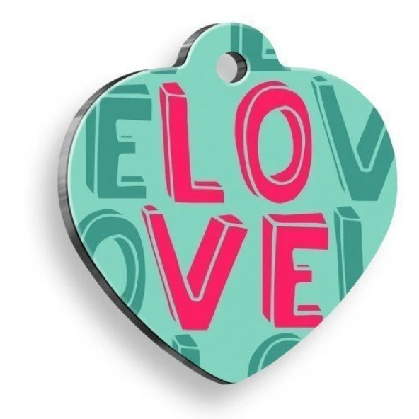 L-O-V-E Kalp Şekilli Kedi Köpek Künyesi Medium: 3,2 x 3,5 cm. ürün görseli 1