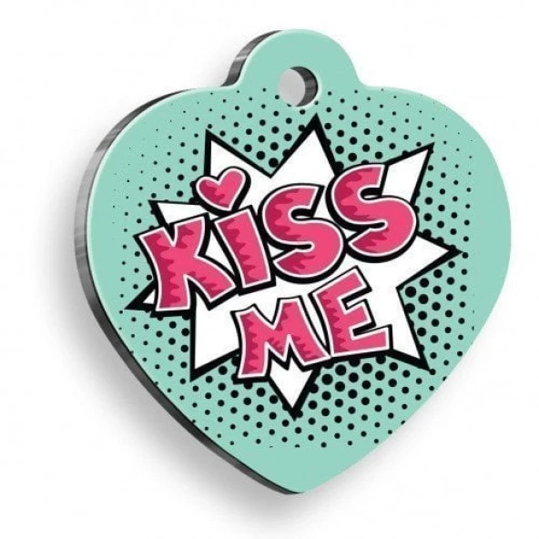 Kiss Me Öpücük Kalp Şekilli Kedi Köpek Künyesi Small: 2,5 x 2,73 cm. ürün görseli 1