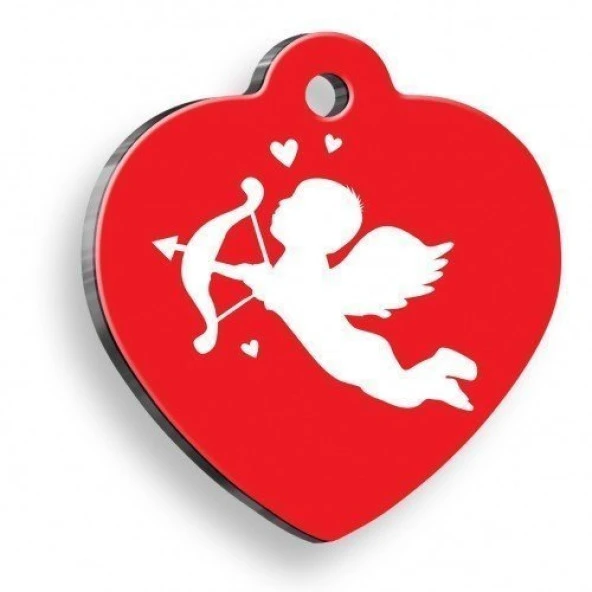 Kırmızı Eros Kalp Şekilli Kedi Köpek Künyesi ürün görseli 1