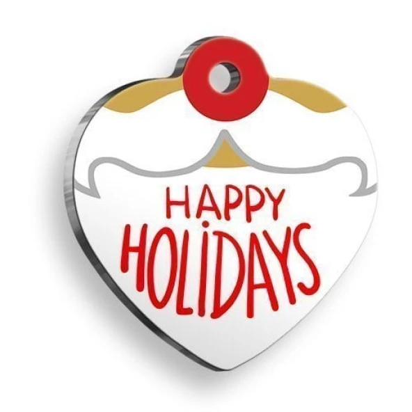 Christmas Serisi Happy Holidays Kalp Kedi ve Köpek Künyesi Small: 2,5 x 2,73 cm. ürün görseli 1