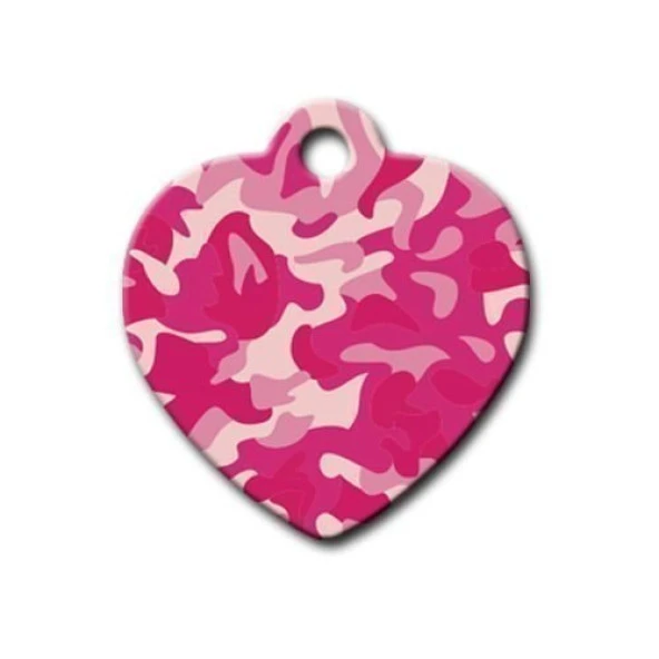 Pembe Kamuflaj Desenli Kalp Kedi Köpek Künyesi Medium ürün görseli 1