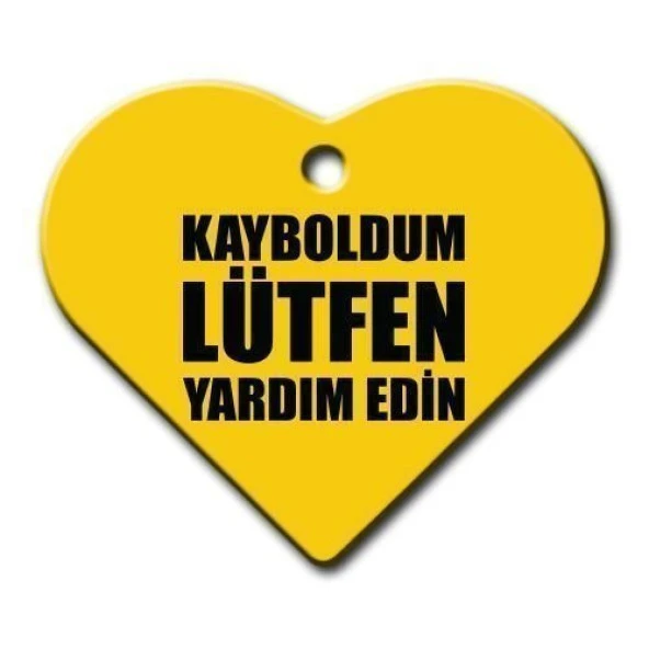 Kayboldum Lütfen Yardım Edin Geniş Kalp Kedi Köpek Künyesi Small - 1