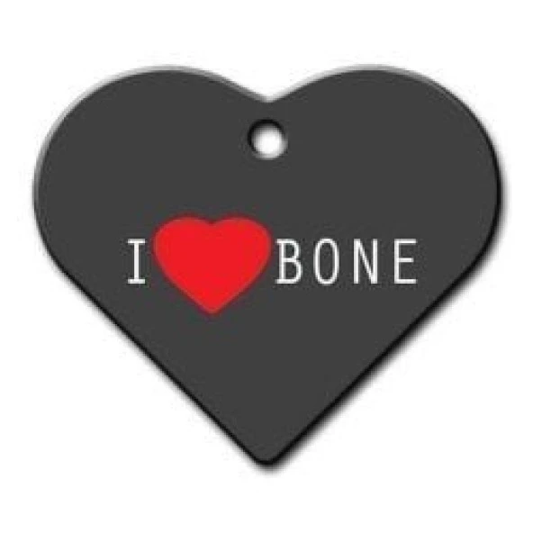 I Love Bone Geniş Kalp Kedi Köpek Künyesi Medium - 1
