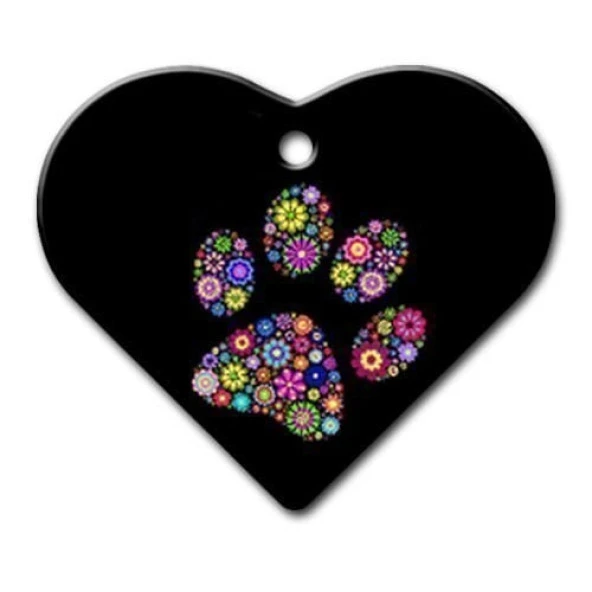 Pati Desenli Geniş Kalp Kedi Köpek Künyesi Small ürün görseli 1