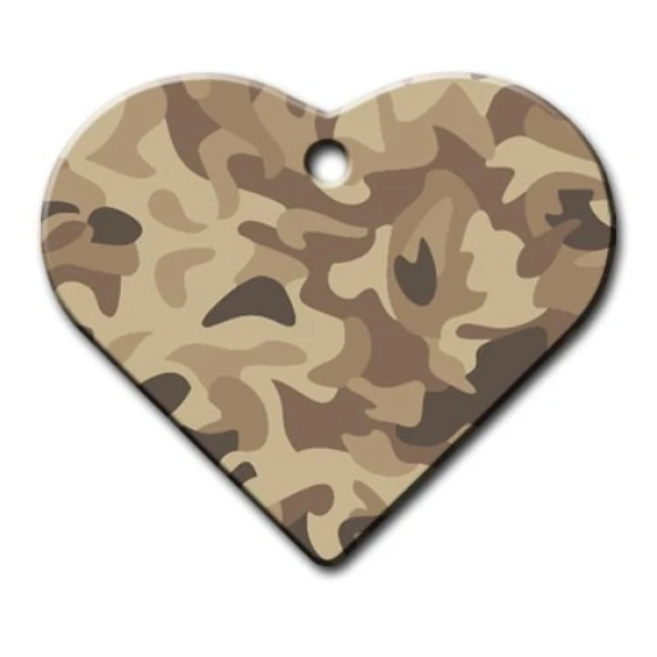 Kahverengi Kamuflaj Desenli Geniş Kalp Kedi Köpek Künyesi Medium ürün görseli 1