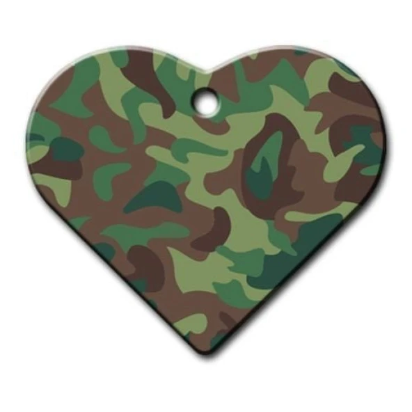 Kamuflaj Desenli Geniş Kalp Kedi Köpek Künyesi Small ürün görseli 1