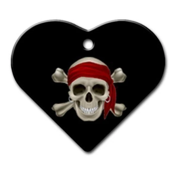 Kurukafa Korsan Geniş Kalp Kedi Köpek Künyesi ürün görseli 1