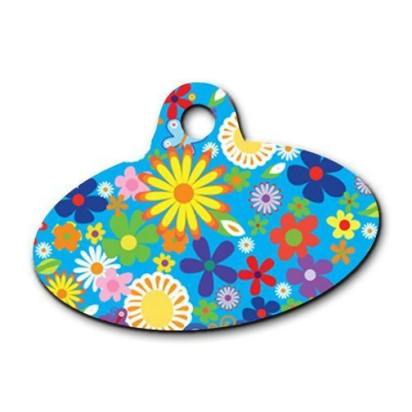 Çiçek Desenli Elips Kedi Köpek Künyesi Small ürün görseli 1