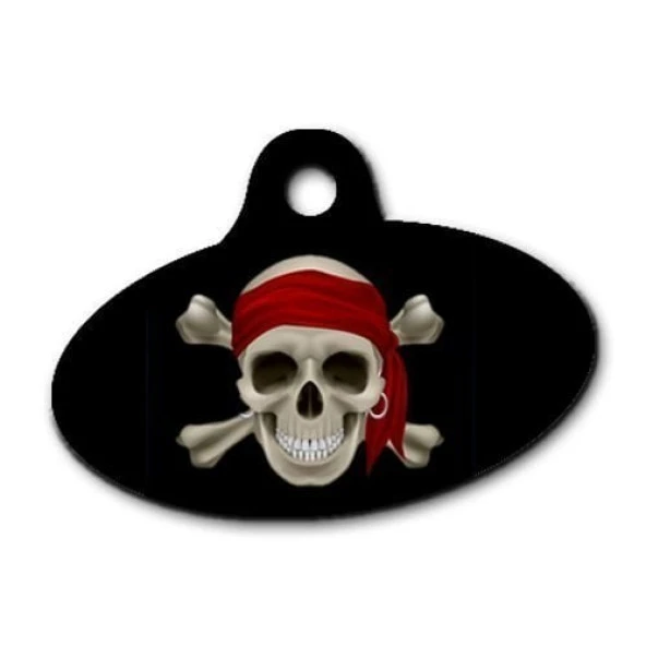 Kurukafa Korsan Elips Kedi Köpek Künyesi Large ürün görseli 1