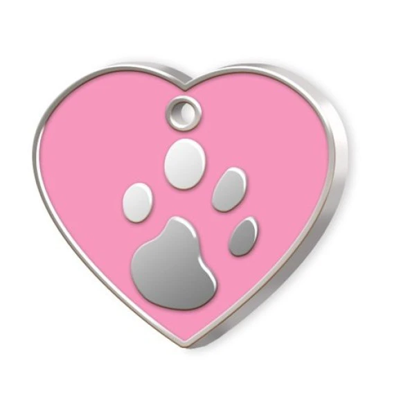 Kalp Şeklinde Mineli Büyük Köpek Künyesi Pembe - 1