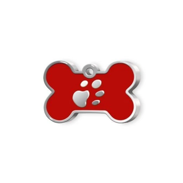 Kemik Şeklinde Mineli Küçük Köpek Künyesi Krımızı - 1