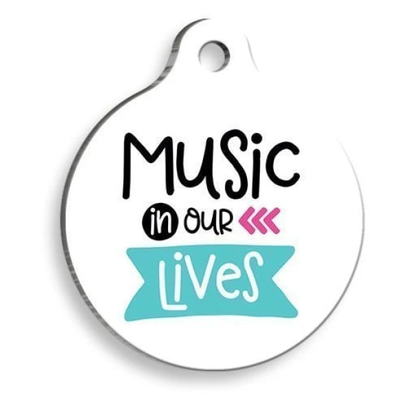 Music Lives Yuvarlak Kedi ve Köpek Künyesi Large: 3,8 cm. - 1