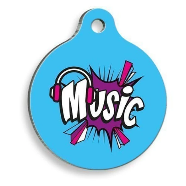 Music 2 Yuvarlak Kedi ve Köpek Künyesi Large: 3,8 cm. ürün görseli 1