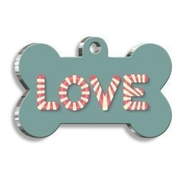 Love Şekerli Kedi Köpek Künyesi Medium: 2,6 x 3,8 cm. ürün görseli 1
