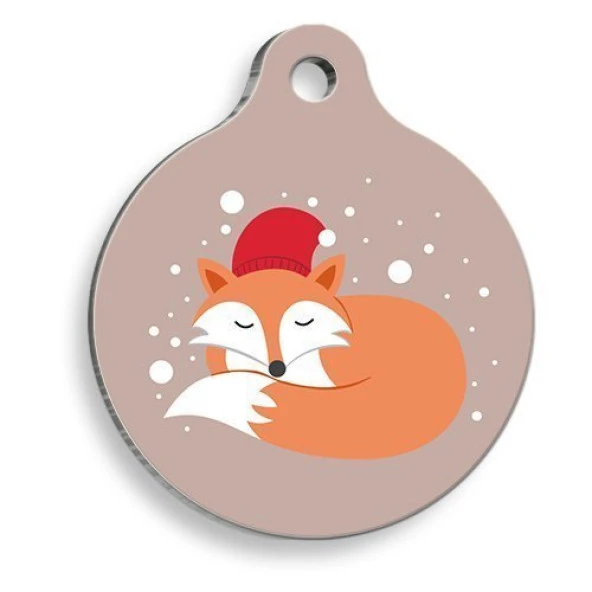 Kış Tilkisi Yuvarlak Kedi ve Köpek Künyesi ürün görseli 1