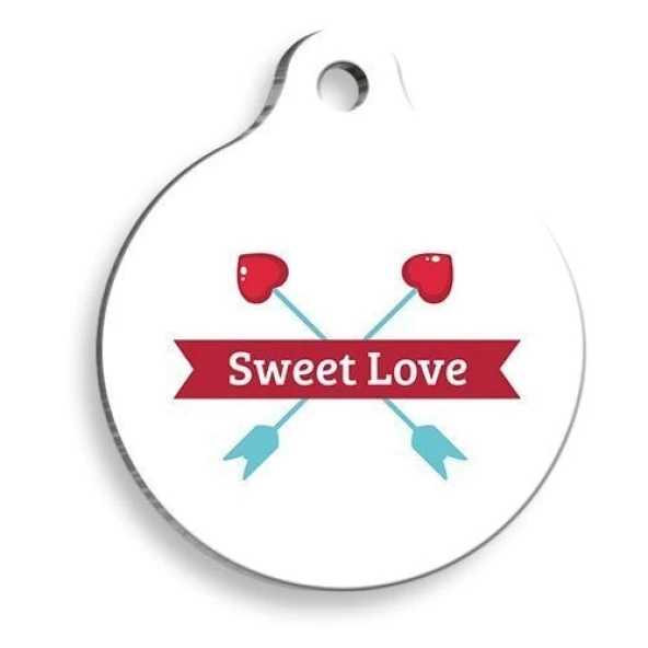 Sweet Love Yuvarlak Kedi ve Köpek Künyesi Small: 2,5 cm. ürün görseli 1