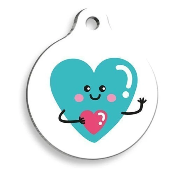 Selam Aşk Yuvarlak Kedi ve Köpek Künyesi Large: 3,8 cm. ürün görseli 1