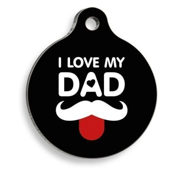 Bıyıklı Baba Siyah Yuvarlak Kedi ve Köpek Künyesi Large: 3,8 cm. ürün görseli 1