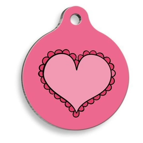 Fırfırlı Kalp Yuvarlak Kedi ve Köpek Künyesi Medium: 3 cm. ürün görseli 1