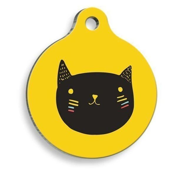 Sarı Yuvarlak Kedi Künyesi Large: 3,8 cm. ürün görseli 1