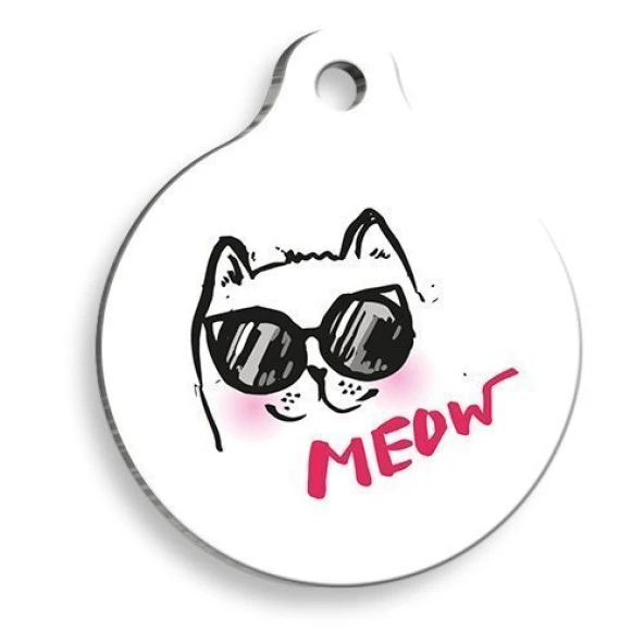 Havalı Kedi Yuvarlak Kedi Künyesi Large: 3,8 cm. ürün görseli 1