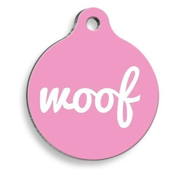 Pembe Woof Yuvarlak Köpek Künyesi ürün görseli 1