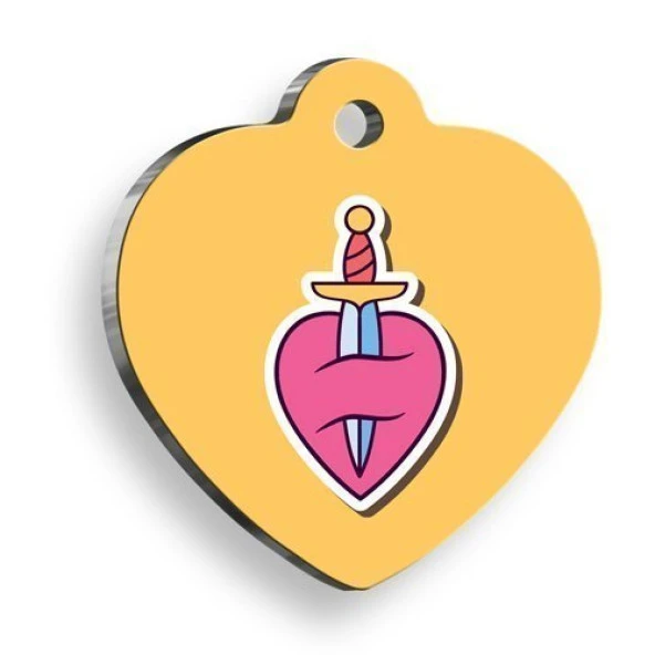 Oldschool Kalp Şekilli Kedi Köpek Künyesi ürün görseli 1