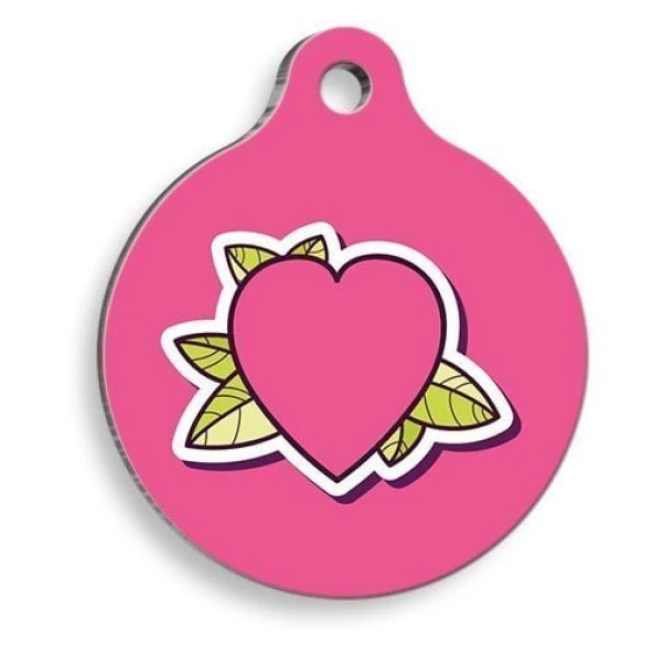 Yapraklı Kalp Yuvarlak Kedi ve Köpek Künyesi Small: 2,5 cm. ürün görseli 1