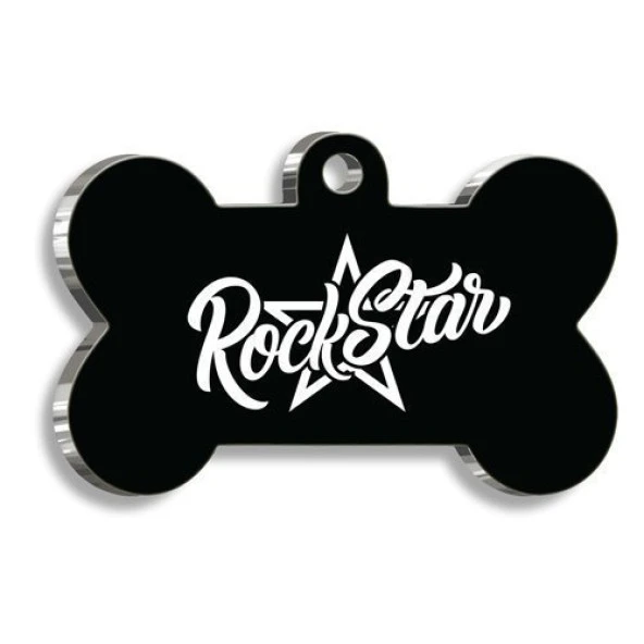 Rock Star Siyah Kedi Köpek Künyesi Small: 2,5 cm. ürün görseli 1