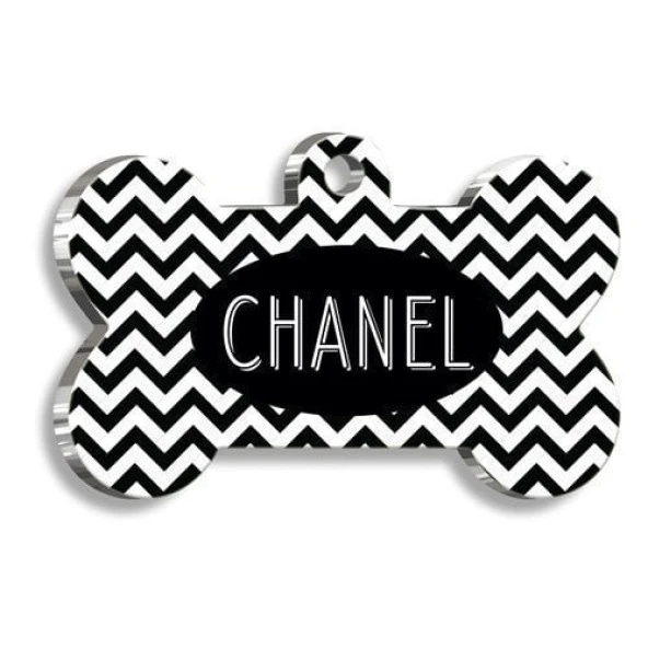 Siyah Zikzak Kemik Şekilli Kedi Köpek Künyesi ürün görseli 1