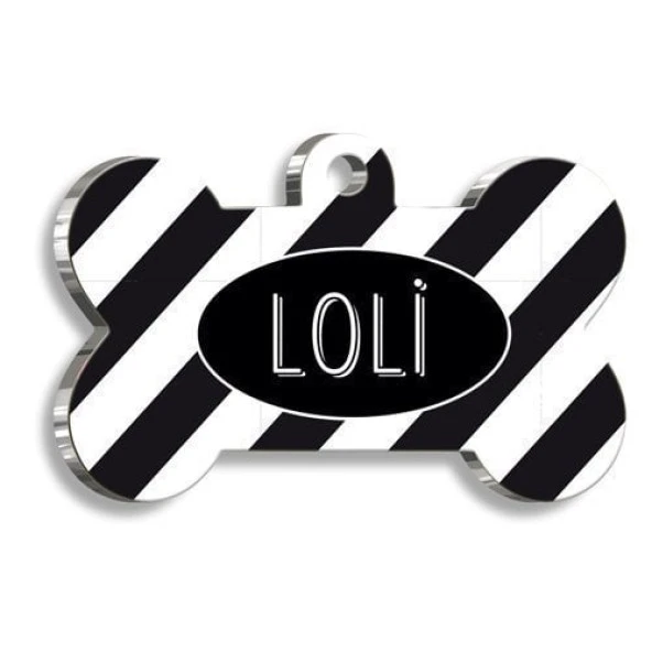 Siyah Bantlı Kemik Şekilli Kedi Köpek Künyesi Medium: 3 cm. ürün görseli 1