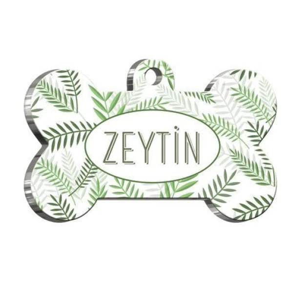 Yapraklı Kemik Şekilli Kedi Köpek Künyesi Large: 3,8 cm. ürün görseli 1