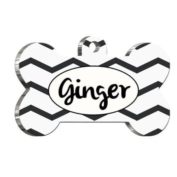 Siyah Dalgalı Kemik Şekilli Kedi Köpek Künyesi Large: 3,8 cm. ürün görseli 1