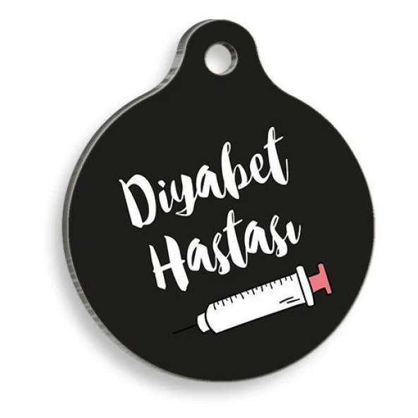 Diyabet Hastası Siyah Yuvarlak Kedi ve Köpek Künyesi ürün görseli 1