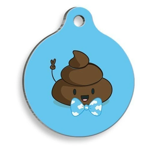 Blue Poo Yuvarlak Kedi ve Köpek Künyesi Small: 2,5 cm. ürün görseli 1